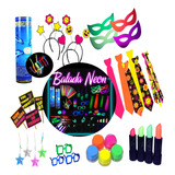 Kit Festa Neon Adereço 71 Item C/ Maquiagem + 50 Balões Neon