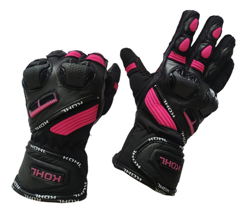 Guantes Para Moto Mujer Rosas Piel Kohl Impermeable Touch