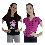 Kit 2 Blusas  Infanto Juvenil Feminina Viscolycra T-shirt