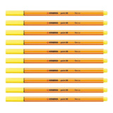 Caneta Fineliner 88 0.4mm Stabilo C/ 10 Unidades Tinta Amarelo Exterior Laranja