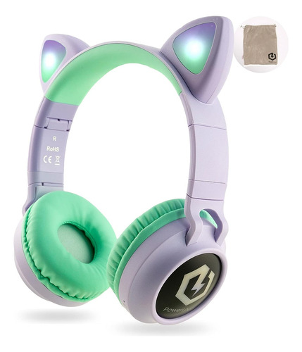 Auricular Kids C/orejas Powerlocus C/bluetooth Violeta/verde