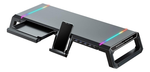 Soporte Para Monitor De Juegos Rgb, Hub Usb, Almacenamiento