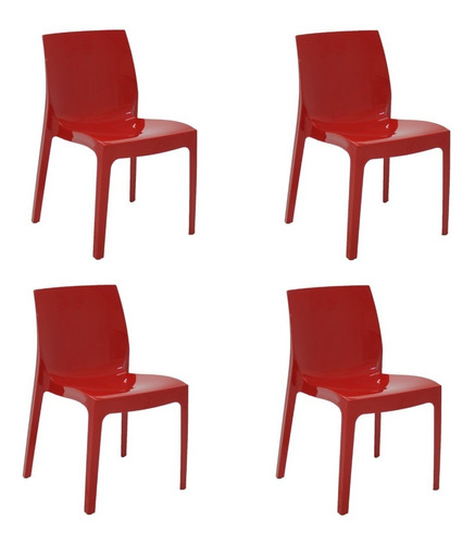 Kit 4 Cadeiras Alice Vermelha Tramontina 92037/040