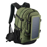 Mochila Con Panel Solar Reforzada Camping Viaje Impermeable