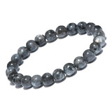 Pulseira Masculina De Bolinha Pedra Universo Cinza Gelo 8 Mm