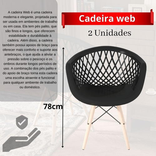 Kit 2 Cadeiras 78cmx57cm Eames P Penteadeira C/ Encosto