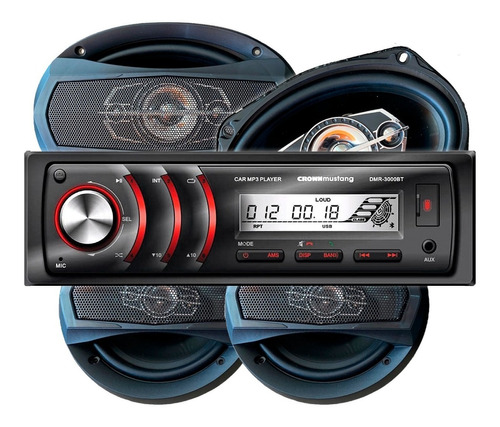 Combo Audio Car Estéreo Bluetooth + Parlantes 6x9 + 6 PuLG P