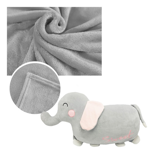 Peluche Elefante Almohada Cojín + Frazada Juguete 