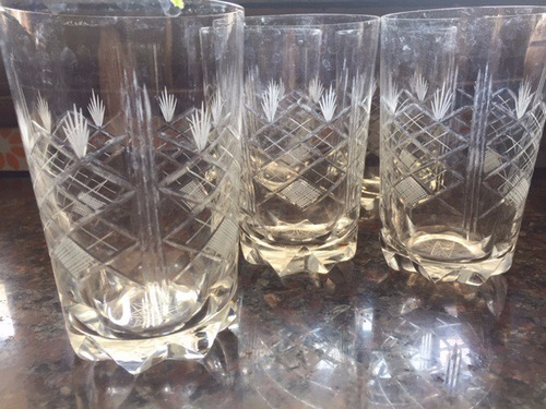 5 Vasos De Whisky De Cristal Tallado