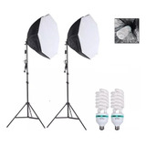 Kit Softbox Octagonal Luz Contínua 270w Lâmpada Tripé