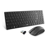 Kit Mouse Y Teclado Compacto Para Pc, Inalambrico | Negro