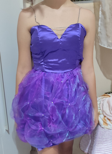 Vestido Debutante 15 Anos Roxo Com Pedrarias Tamanho 36 (p)