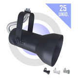 Trilho Iluminação Spot Perfilado E27 P/ Bulbo Led Kit 25 Uni Cor Preto Voltagem 110v/220v