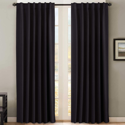 Cortinas Black Out Textil Lisa Presillas Ocultas 2 Paños Rsm