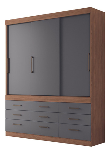 Closet Click 3.9 Jatoba Grafito 3 Puertas 9 Cajones