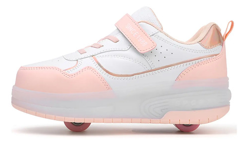 Rosa Niña Tenis Patines Con Luces Led Dos Ruedas Para Mujer