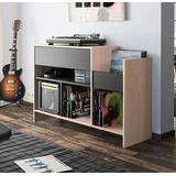 Mueble Para Bandeja Tocadiscos , Vinilos Y  Cds  Con Cajon