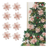 24 Flores Navideñas Para Árbol Navidad Ornamento Con Clips