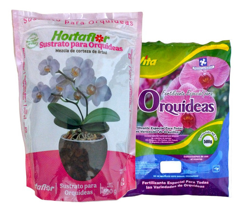 Sutrato + Alimento Fertilizante Para Orquídeas Kit Jardín 1k