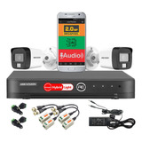 Kit Seguridad Hikvision Dvr + 2 Camaras 2mp Dual Light Audio