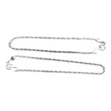 Dos Pulseras Torsal 18cm Plata Ley 925