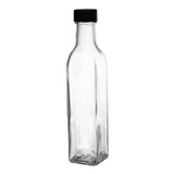 Botella Vidrio Aceite 250 Cc Transparente Cuadrada Tapa X96u