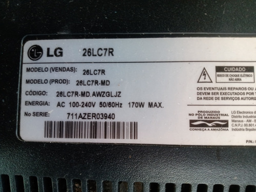 Tv LG 26lc7r Defeito Na Película Placas Boas