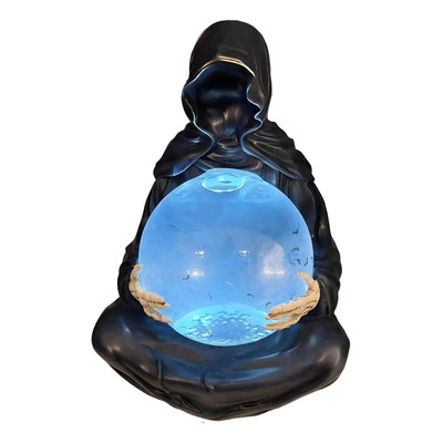 . Estatua De La Muerte Con Bola De Cristal Led Decoración