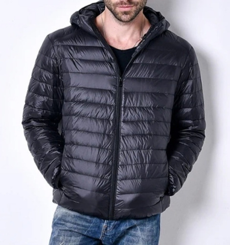 Campera Hombre Inflable Importada Con Piel Talles Especiales