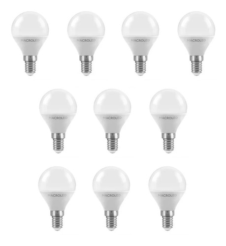 Lampara Gota Led 6w E14 Mignon Fría 6000k Macroled X 10un