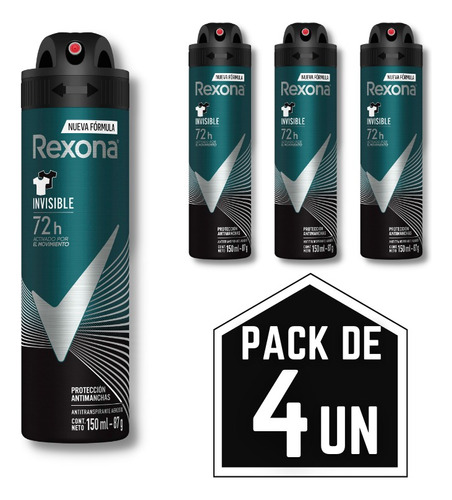 Desodorante Rexona Invisible Pack De 4 Unidades Oferta !!