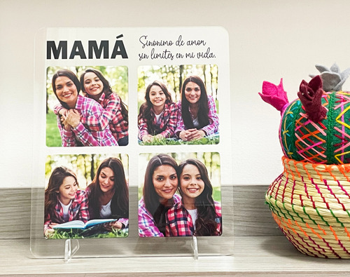 Cuadro Regalo Mamá. Personalizado Con 4 Fotos Y Dedicatoria