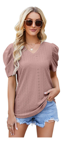 Blusa Casual Moda Manga Abullonada Blusa Para Mujer Elegante