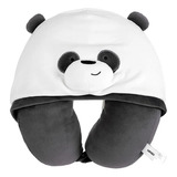 Almohada De Viaje Con Capucha We Bare Bears Panda Felpa Negr