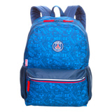 Mochila Escolar Sestini Paris Saint-german Média Azul Desenho Do Tecido Psg