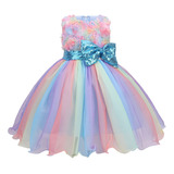 Vestido De Princesa Arcoíris Para Niñas, Ropa De Cumpleaños