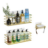 Gold Shower Caddy Bathroom Shelves 3-pack Basket With Soap D