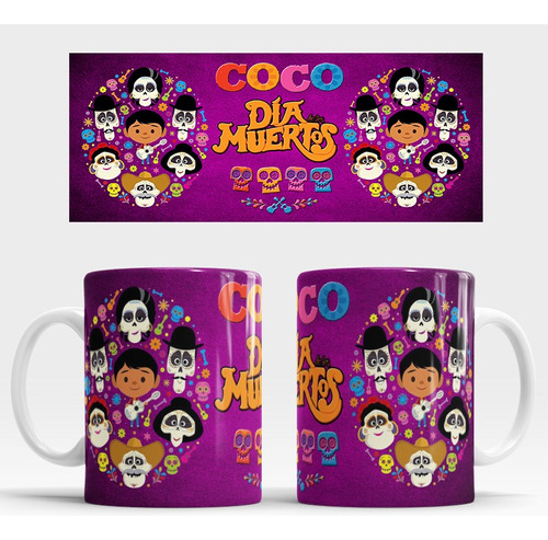 Taza Dia De Muertos Coco Morada Coleccion Cafe Te 