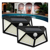 Kit 2 Luminária Parede Solar 100 Leds Luz Balizador Jardim