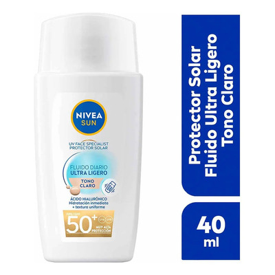 NIVEA SUN Protector Solar Facial Fluido Diario Tono Claro + Antioxidantes Fps50+ 40Ml | MercadoLibre
