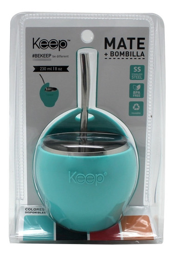 Mate Y Bombilla De Acero Inoxidable Keep Libre De Bpa