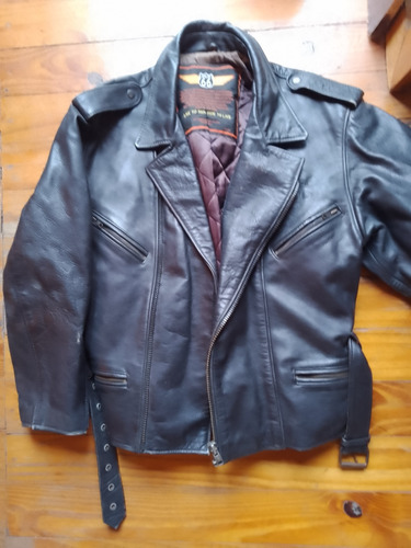 Campera Cuero Pesado Motoqueros Negra Marca Charro