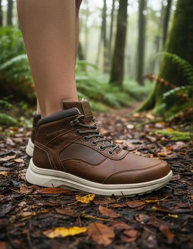 Botas Botines Piel Casual Confort Ligero Verde Tabaco 3672