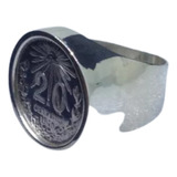 Anillo Grado Plata Moneda 20 Centavos Pesos Mexicano Ley 720