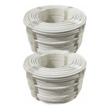 2 Cables Coaxial Rg6 Blanco 2 Rollos  De 150 Metros Al 90%