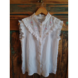 Camisa Blusa Retro Bordada