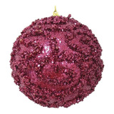 Bola Decorada Bordô 10cm Decoração Árvore De Natal Relevos