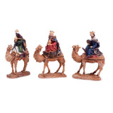 Reyes Magos En Camellos  De 16 Cm  Para Pesebre Con 3 Pz