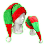 Gorro Duende Navideño, Gorro Felpa Alargado Rojo Con Verde