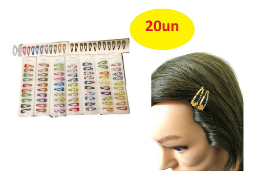 20 Presilhas De Cabelo Tic Tac Pequeno 3cm Sortido Infantil